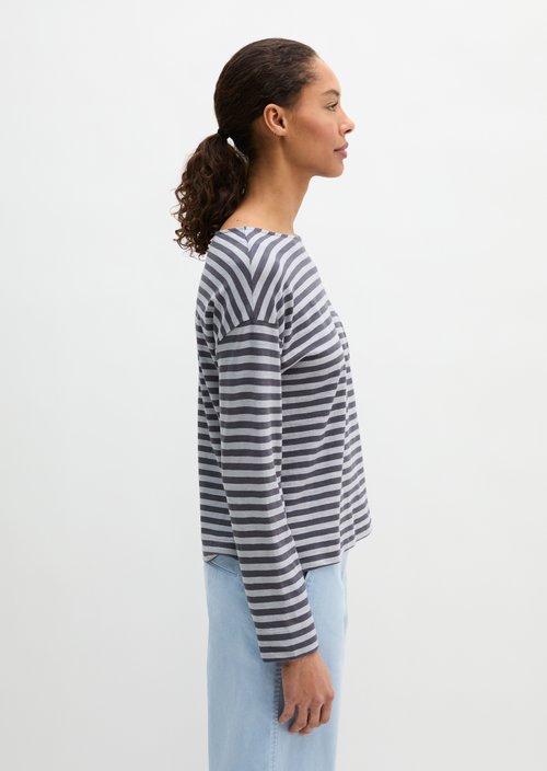 Striped longsleeve regular — Medium Blue