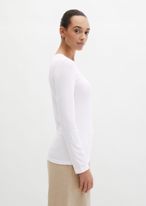 Longsleeve slim garment-dyed — White