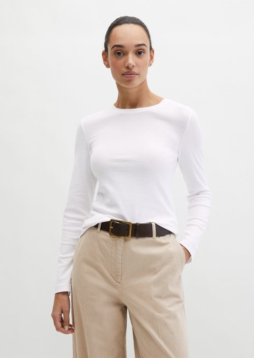 Longsleeve slim garment-dyed — White