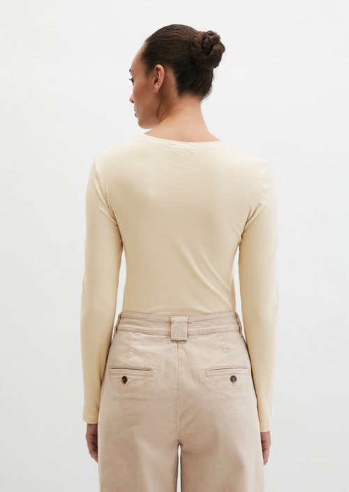 Longsleeve slim garment-dyed — Linen Beige