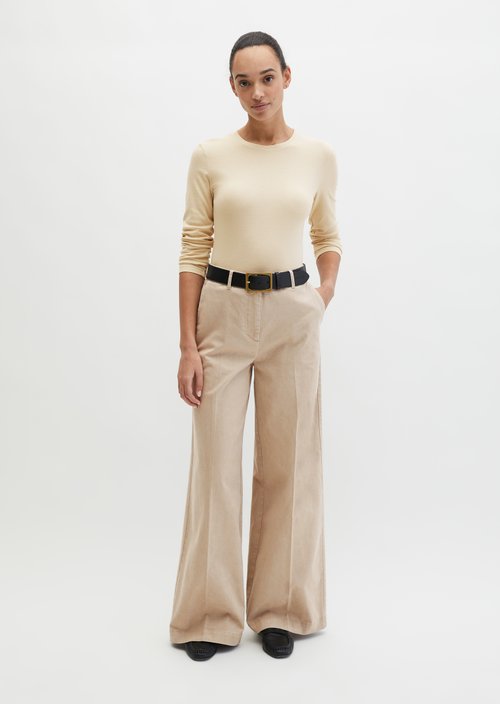 Longsleeve slim garment-dyed — Linen Beige