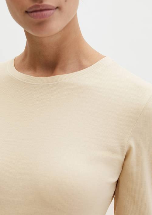 Longsleeve slim garment-dyed Linen Beige in Detailansicht