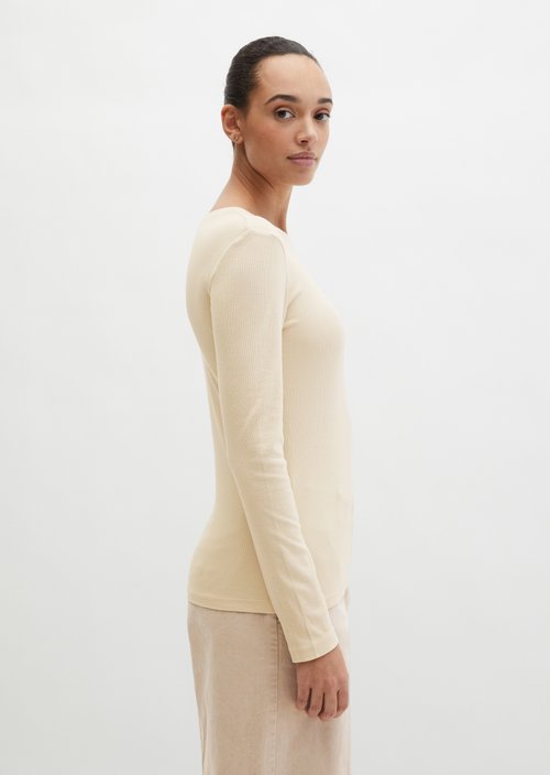 Longsleeve slim garment-dyed — Linen Beige