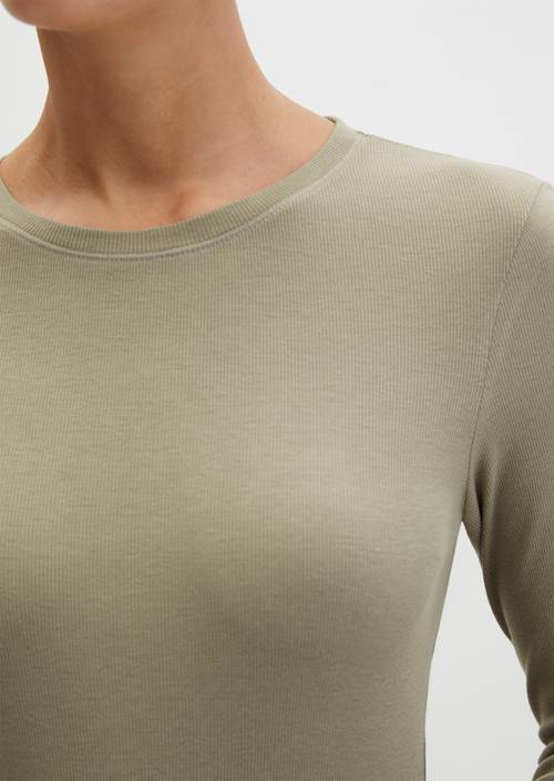Longsleeve slim garment-dyed Fresh Sage in Detailansicht