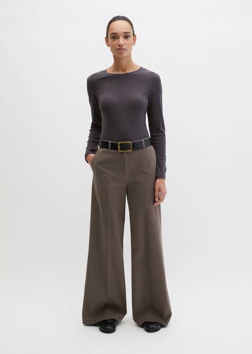 Longsleeve slim garment-dyed Stormy Sky in Frontalansicht