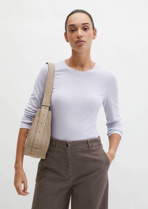 Longsleeve slim garment-dyed Airy Blue in Frontalansicht