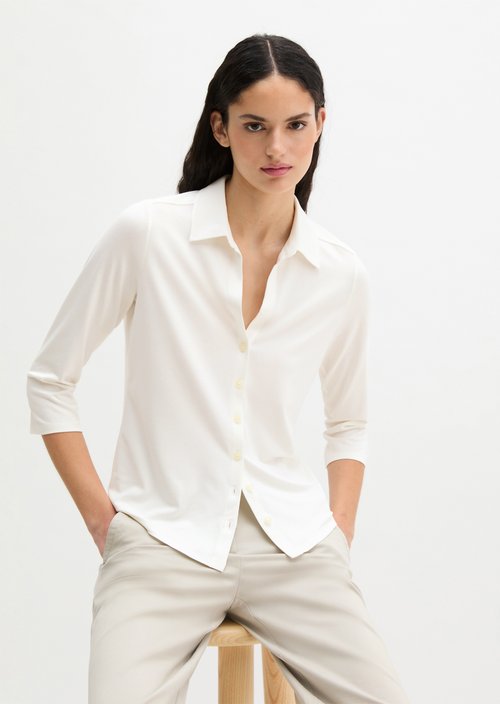 Regular jersey blouse — White Cotton