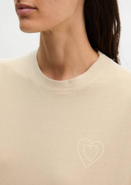 Logo-T-Shirt regular Linen Beige in Detailansicht