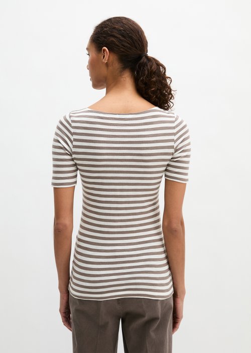 Striped T-shirt slim — Medium Brown