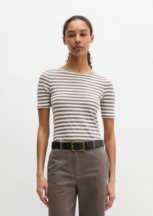 Striped T-shirt slim — Medium Brown
