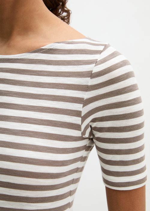 Striped T-shirt slim — Medium Brown