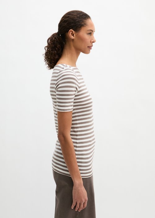 Striped T-shirt slim — Medium Brown