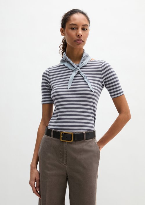 Striped T-shirt slim — Medium Blue