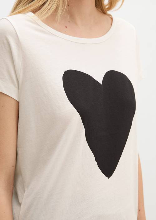 Tričko s potiskem regular Light Beige v detailním pohledu