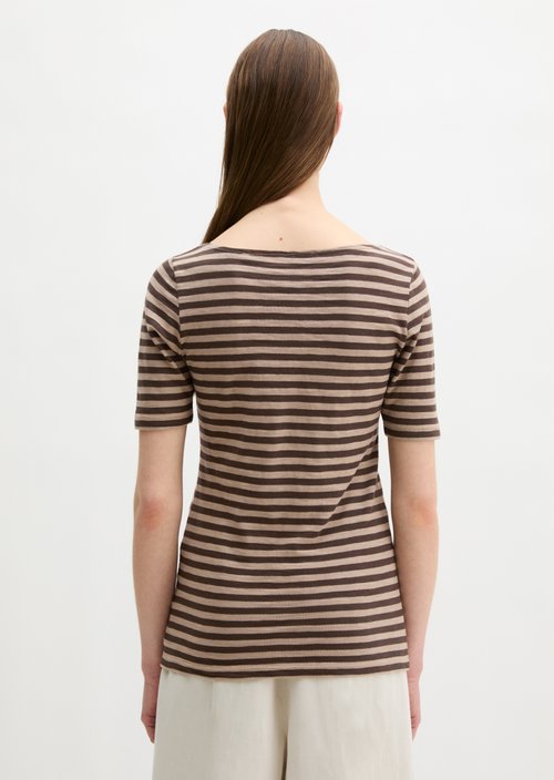 Regular striped T-shirt — Dark Brown