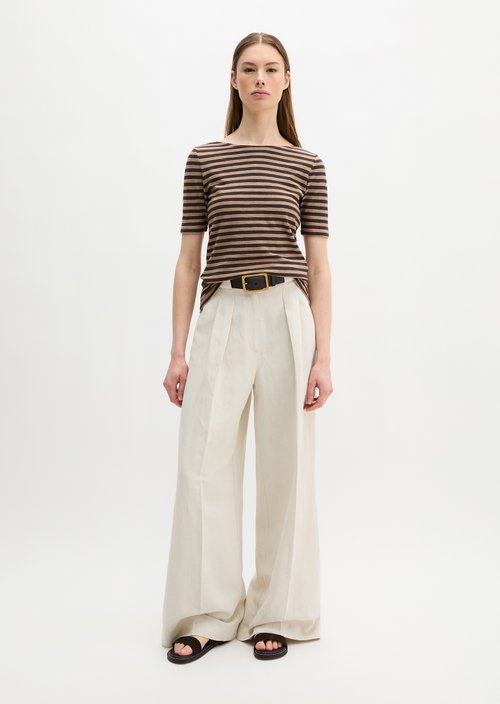 Regular striped T-shirt — Dark Brown