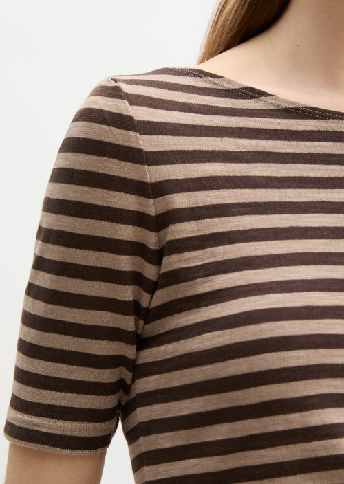 Regular striped T-shirt — Dark Brown