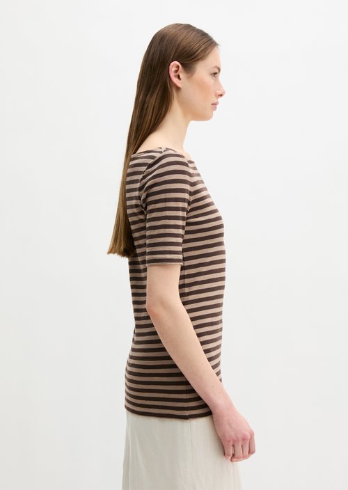 Regular striped T-shirt — Dark Brown
