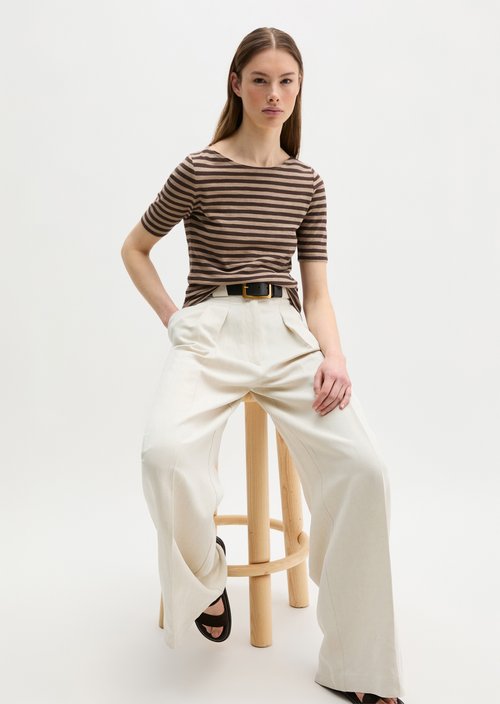 Regular striped T-shirt — Dark Brown