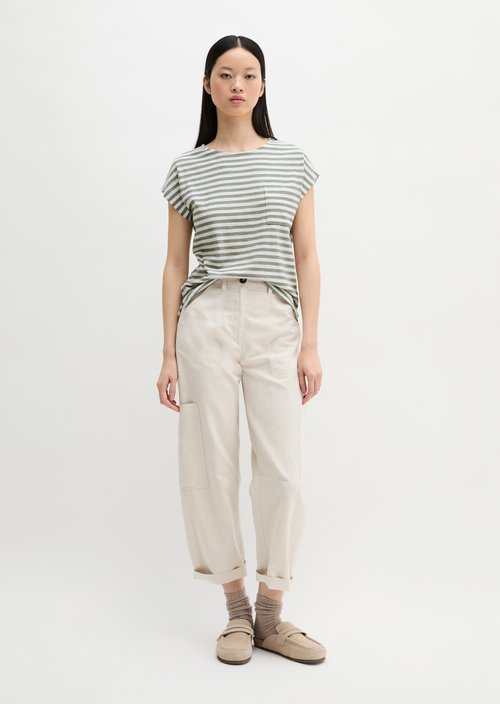 Regular striped T-shirt — Medium Green
