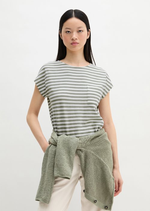 Regular striped T-shirt — Medium Green