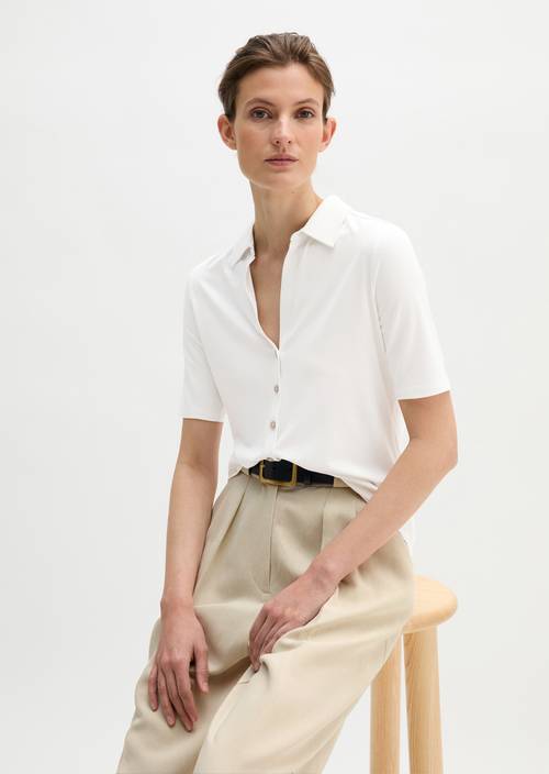 Regular jersey blouse Grey White in vooraanzicht