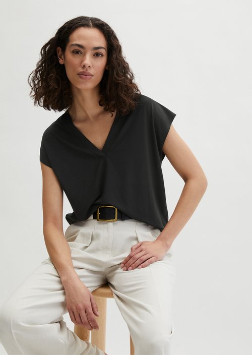 Sleeveless jersey blouse relaxed — Black