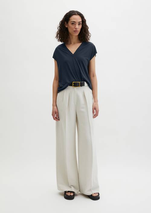 Camicetta senza maniche in jersey rilassato Deep Night Blue in vista frontale