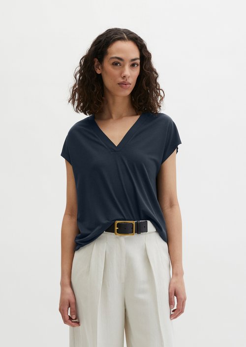 Sleeveless jersey blouse relaxed — Deep Night Blue