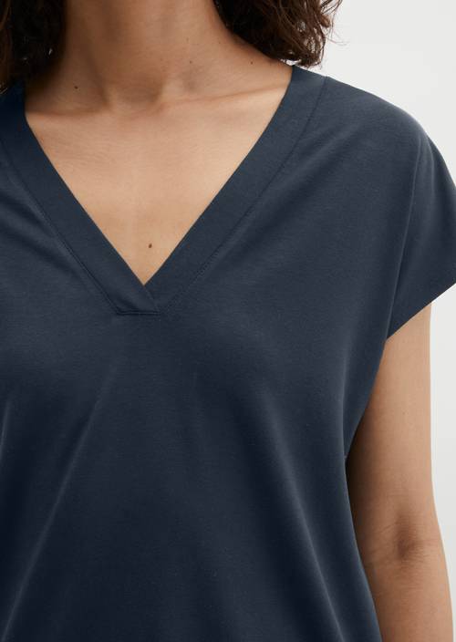 Camicetta senza maniche in jersey rilassato Deep Night Blue in vista dettagliata