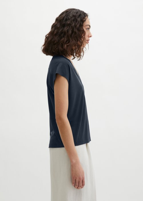 Sleeveless jersey blouse relaxed — Deep Night Blue