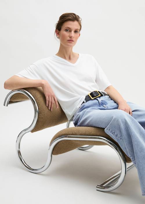 T-shirt los White in vooraanzicht