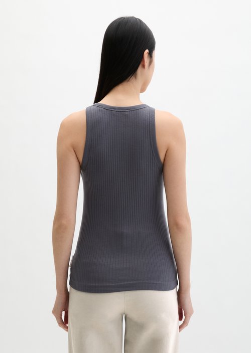 Regular ribbed jersey top — Blue Graphite