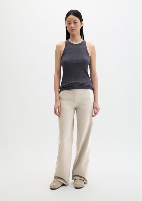 Regular ribbed jersey top — Blue Graphite
