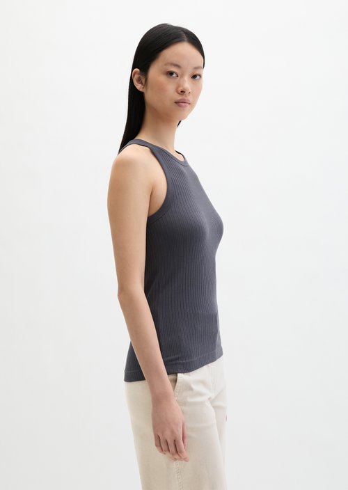 Regular ribbed jersey top — Blue Graphite