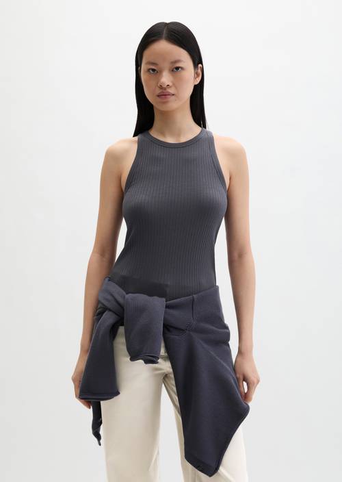 Ripp-Jersey-Top regular Blue Graphite in Frontalansicht