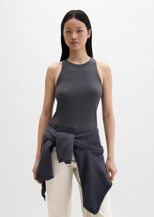 Regular ribbed jersey top — Blue Graphite