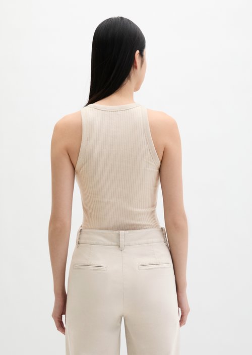 Regular ribbed jersey top — Linen Beige