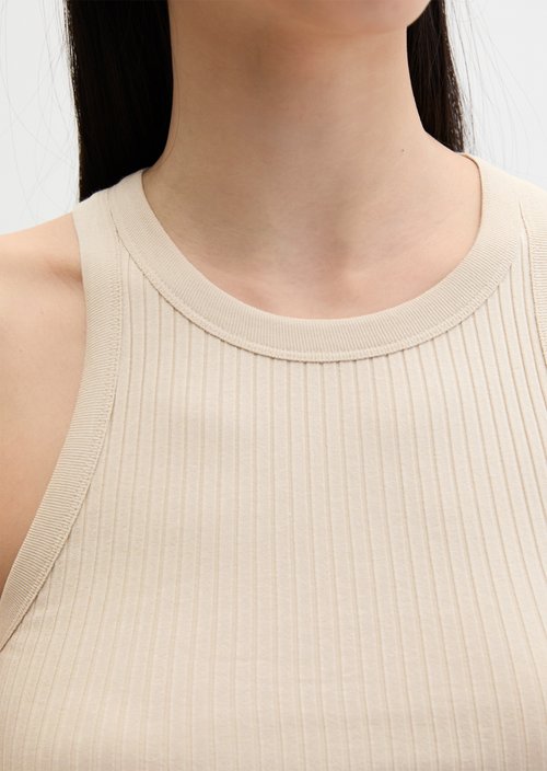 Regular ribbed jersey top — Linen Beige