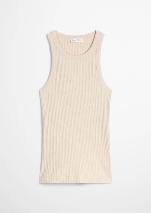 Regular ribbed jersey top — Linen Beige