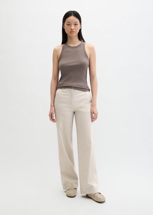 Regular ribbed jersey top — Chalky Brown