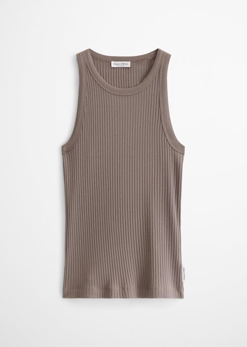 Regular ribbed jersey top — Chalky Brown