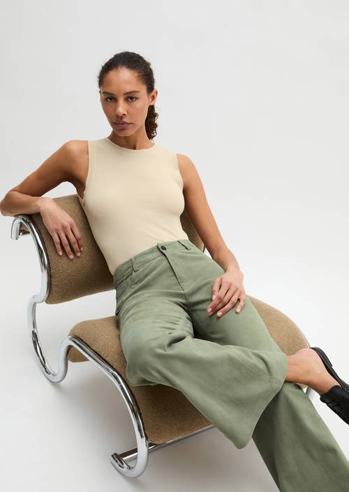 Tank top slim Linen Beige in front view