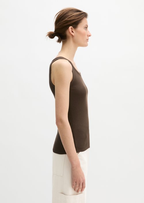 Ribbed tank top slim — Burnt Coffee