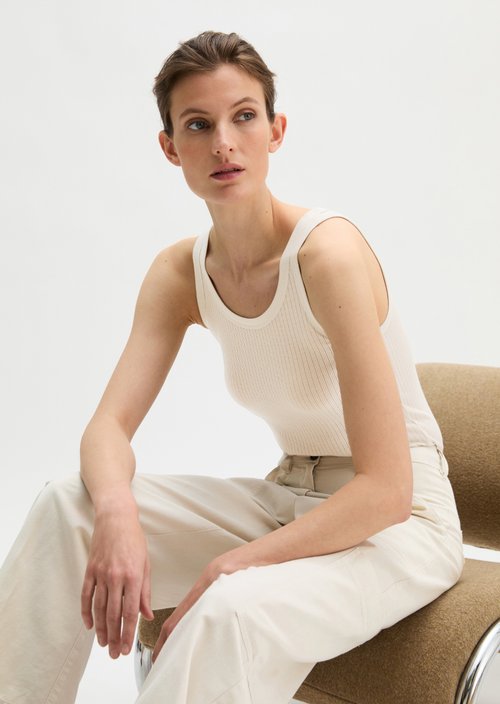 Ribbed tank top slim — Grey Silk