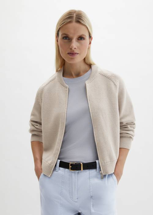 Blouson in maglia sciolto Linen Beige in vista frontale