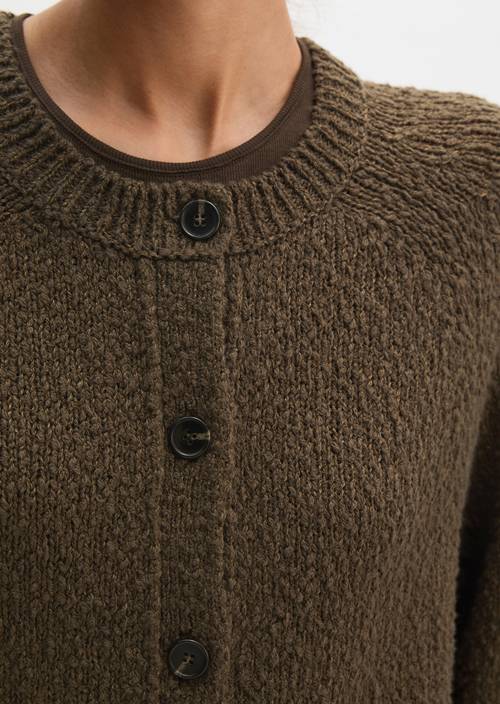 Cardigan oversized Burnt Coffee Melange in Detailansicht