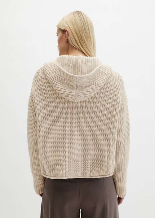 Oversize hooded cardigan — Linen Beige