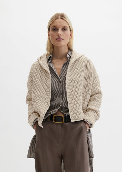 Oversize hooded cardigan — Linen Beige