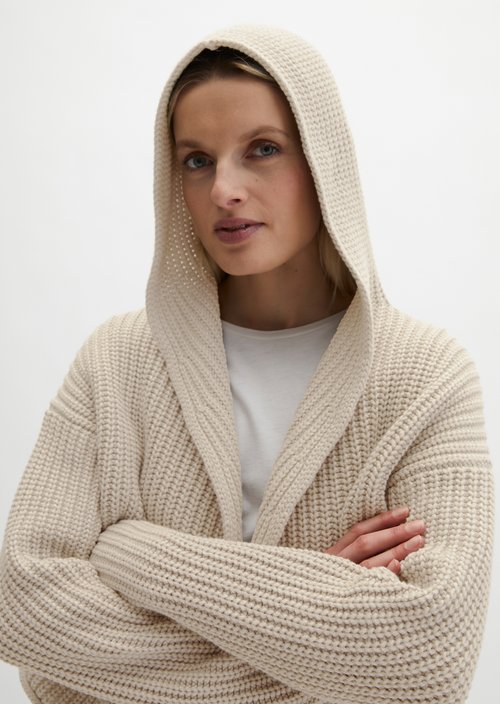 Oversize hooded cardigan — Linen Beige